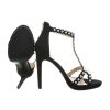 Fekete kényelmes magas sarkú szandál szegecses pántokkal (C-236)