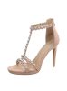 Pink kényelmes magas sarkú szandál szegecses pántokkal (C-236)
