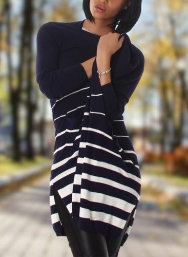 Elegáns alján csíkos kötött kardigán