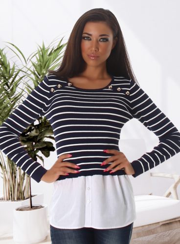 2 az 1-ben blúzzal kombinált kék pulcsi / felső