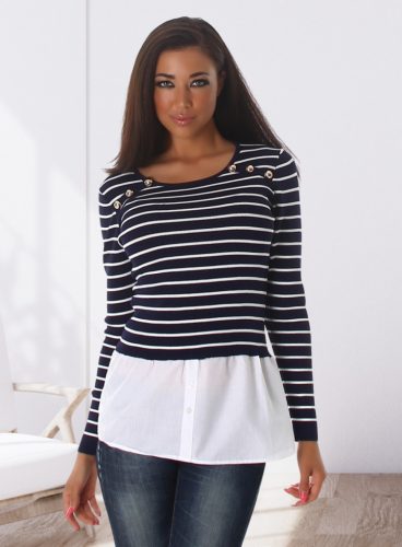 2 az 1-ben blúzzal kombinált kék pulcsi / felső