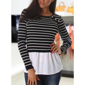 2 az 1-ben blúzzal kombinált fekete pulcsi