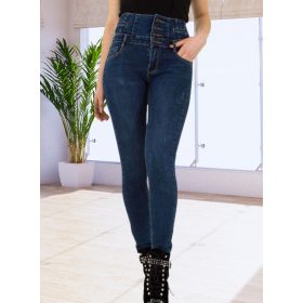 Magas derekú szűk szárú kék farmernadrág