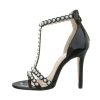 Fekete szexi magas sarkú szandál szegecses pántokkal (F223)