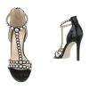 Fekete szexi magas sarkú szandál szegecses pántokkal (F223)