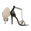 Fekete szexi magas sarkú szandál szegecses pántokkal (F223)