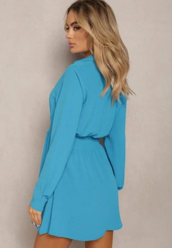 Kék galléros gumis derekú ingruha / miniruha / tunika