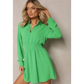 Zöld galléros gumis derekú ingruha / miniruha / tunika