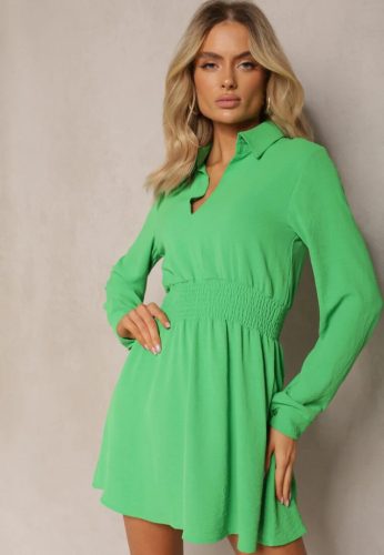 Zöld galléros gumis derekú ingruha / miniruha / tunika