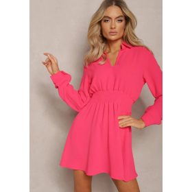 Fukszia galléros gumis derekú ingruha / miniruha / tunika