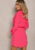 Fukszia galléros gumis derekú ingruha / miniruha / tunika