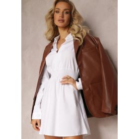 Fehér galléros gumis derekú ingruha / miniruha / tunika