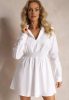 Fehér galléros gumis derekú ingruha / miniruha / tunika