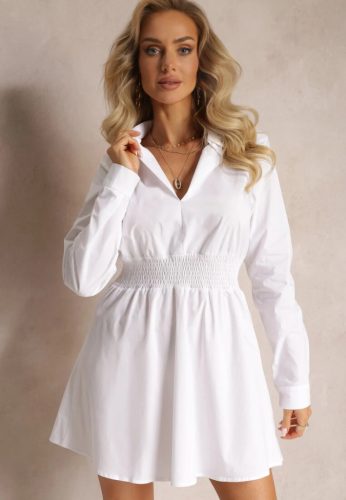 Fehér galléros gumis derekú ingruha / miniruha / tunika