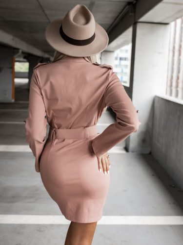 Rózsaszín gombos ingruha / tunika övvel