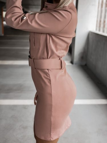 Rózsaszín gombos ingruha / tunika övvel
