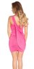 Fél vállú strasszos lánccal díszített pink miniruha / party ruha (F37679)
