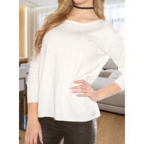 Hátán csipke betétes strasszos fehér felső