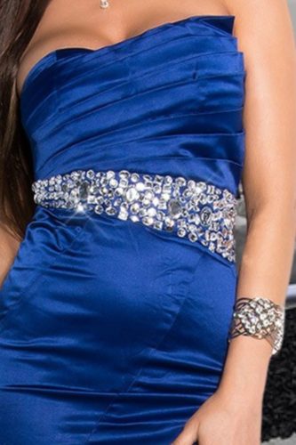 Gyönyörű extra nagy köves kék alkalmi miniruha