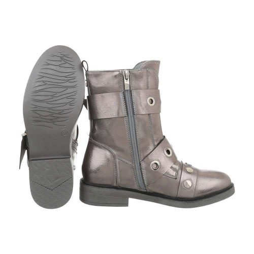 Ezüst színű csatos bakancs (HFN-2273)