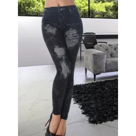Szexi fekete farmer hatású leggings / cicanadrág