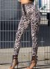 Alakformáló szürke leopárd mintás magas derekú kapcsokkal állítható leggings / cicanadrág