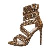 Exkluzív leopárd mintás magas sarkú szandál szegecsekkel (HP-124)
