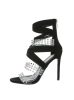 Szexi fekete magas sarkú szandál szegecsekkel (HP-97)