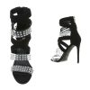 Szexi fekete magas sarkú szandál szegecsekkel (HP-97)