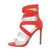 Szexi piros magas sarkú szandál szegecsekkel (HP-97)
