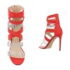 Szexi piros magas sarkú szandál szegecsekkel (HP-97)