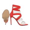 Szexi piros magas sarkú szandál szegecsekkel (HP-97)