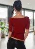 Nyitott vállú bordázott bordó póló / felső