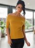 Nyitott vállú bordázott mustár póló / felső
