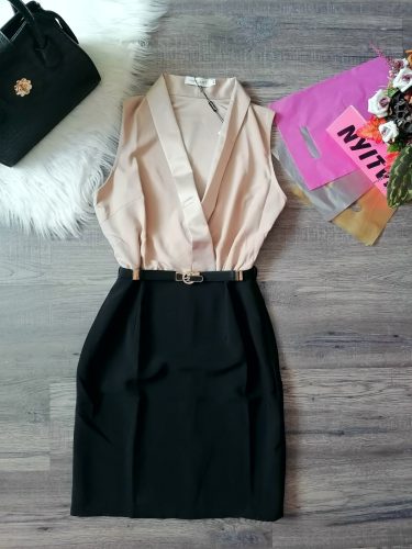 Elegáns miniruha cappuccino blúz felsőrésszel