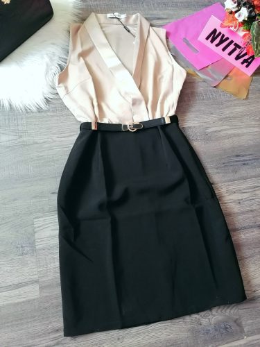 Elegáns miniruha cappuccino blúz felsőrésszel