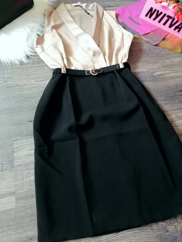 Elegáns miniruha cappuccino blúz felsőrésszel