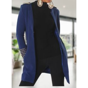 Vállán és ujján szegecses elegáns kék kabát