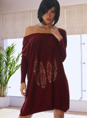 Extra méretű lenge mintás kötött tunika (JL205)