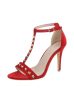 Piros kényelmes magas sarkú szandál szegecses pántokkal (JR-2039)