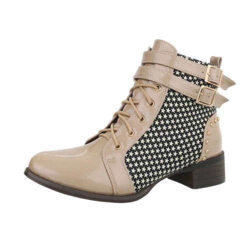 Bézs fűzős mintás bakancs (JU1179)