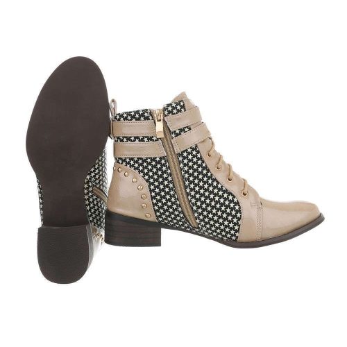 Bézs fűzős mintás bakancs (JU1179)