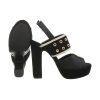 Fekete magas sarkú szandál szegecses díszítéssel (JU21205)