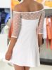 Vállán és ujján áttetsző elegáns fehér színű miniruha (JW086)