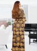 Exkluzív arany mintás maxiruha övvel