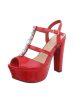Piros strasszköves lakk magas sarkú szandál (K2L2905)