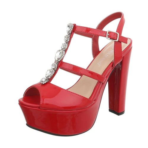 Piros strasszköves lakk magas sarkú szandál (K2L2905)