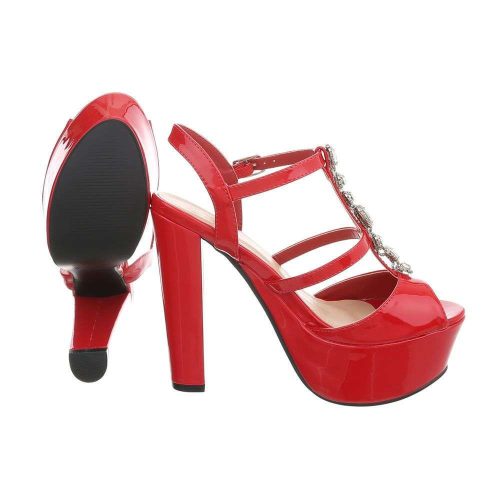 Piros strasszköves lakk magas sarkú szandál (K2L2905)