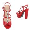 Piros strasszköves lakk magas sarkú szandál (K2L2905)