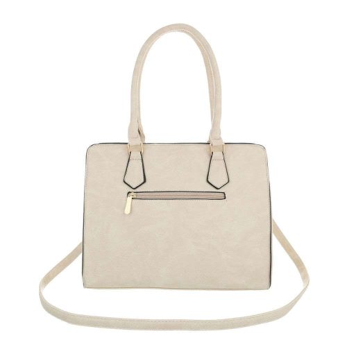 Elegáns közepes méretű szegecses bézs válltáska cipzárral (K705)